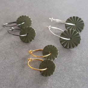 Perler til �reringe, m�rkegr�n (pris pr. s�t)