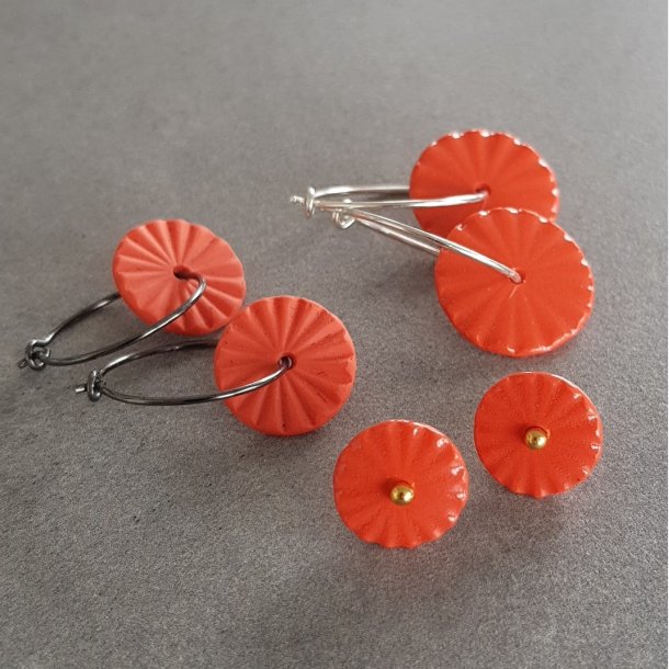 Perler til øreringe, orangerød (pris pr. sæt)